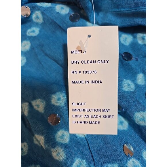 Handmade Blue boho midi skirt adjustable tie waist mirror sequins One Size New‎ - Picture 4 of 12